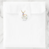 Sticker Rond Mariage de bois rustique de cerfs (Sac)