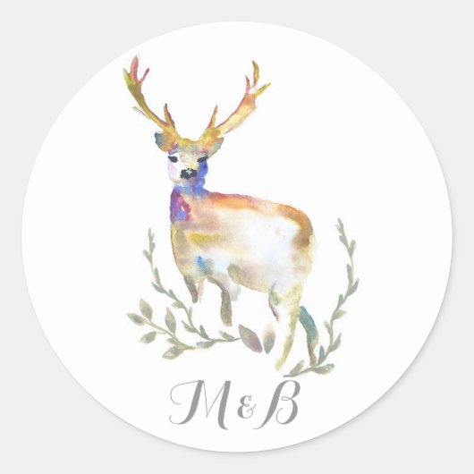 Sticker Rond Mariage de bois rustique de cerfs (Devant)