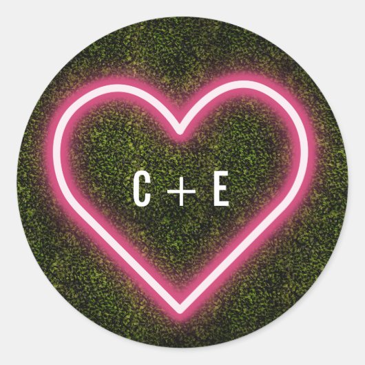 Sticker Rond Mariage de boîte de nuit Neon Heart (Devant)