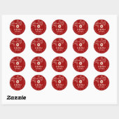 Sticker Rond Mariage de bonheur double rouge à fleurs de prune (Feuille)
