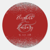 Sticker Rond Mariage de bord de Parties scintillant en argent r (Devant)
