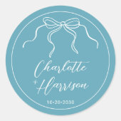 Sticker Rond Mariage de bordure de ruban de script Whimsical (Devant)