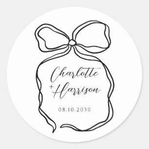 Sticker Rond Mariage de bordure de ruban de script Whimsical