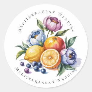 Sticker Rond Mariage de bouquet Citrus méditerranéen