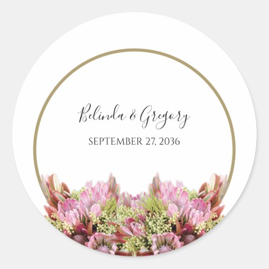 Sticker Rond Mariage de bouquet de fleurs sauvages rustiques (Devant)