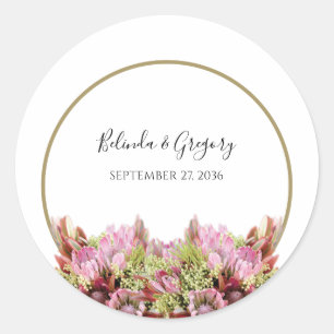 Sticker Rond Mariage de bouquet de fleurs sauvages rustiques