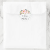 Sticker Rond Mariage de bouquet floral rose et blanc (Sac)