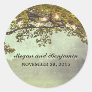 Sticker Rond Mariage de branches d'arbre rustique