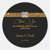 Sticker Rond Mariage de broche diamant au ruban d'or (Devant)