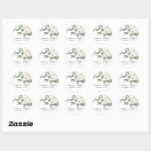 STICKER ROND MARIAGE DE BUNCH EN COULEUR D'EAU FLORALE BLANC EN (Feuille)
