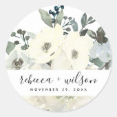 STICKER ROND MARIAGE DE BUNCH EN COULEUR D'EAU FLORALE BLANC EN (Devant)