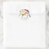 STICKER ROND MARIAGE DE BUNCH FLORAL BURGUNDY JAUNE CLAIR (Sac)