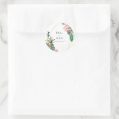 Sticker Rond Mariage de cactus géométriques modernes Nom Merci (Sac)