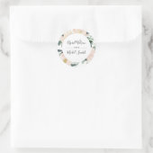 STICKER ROND MARIAGE DE CADRE D'EAU FLORALE DOUX BLUSH OR (Sac)