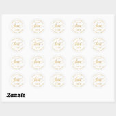 Sticker Rond Mariage de calligraphie Gold Love (Feuille)
