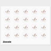 Sticker Rond Mariage de calligraphie lunaire en terre cuite Mon (Feuille)