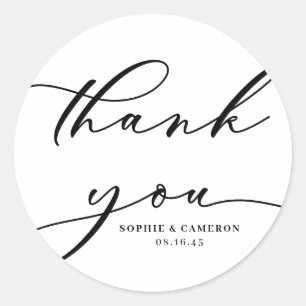 Sticker Rond Mariage de calligraphie noire Merci
