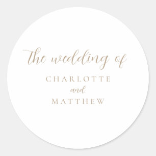 Sticker rond Mariage de calligraphie or élégant