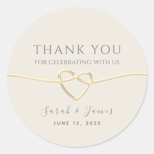 Sticker Rond Mariage de calligraphie or Merci (Devant)