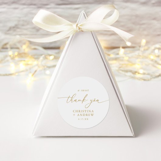 Sticker Rond Mariage de calligraphie or moderne