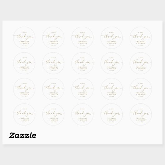 Sticker Rond Mariage de calligraphie or moderne (Feuille)