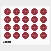 Sticker Rond Mariage de calligraphie rouge simple Merci (Feuille)
