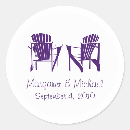 Sticker Rond Mariage de chaises Adirondack violet (Devant)