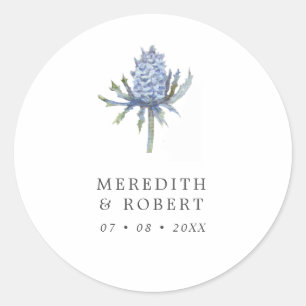 Sticker Rond Mariage de chardon bleu simple