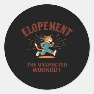 Sticker Rond Mariage de Chat en Fuite Elopement Drôle Humour de