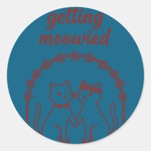 Sticker Rond Mariage de chat mignon mariée marié drôle long