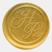 Sticker Rond Mariage de cire d'or Faux Monogramme Enveloppe Sce (Devant)