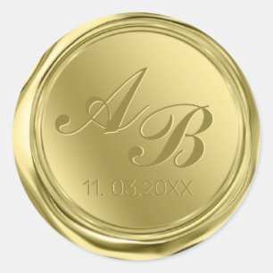 Sticker Rond Mariage de cire or Monogram