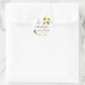 Sticker Rond Mariage de citrons roses Merci de Fête des mariées (Sac)