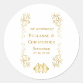 Sticker Rond Mariage de cloches de couleur or (Devant)