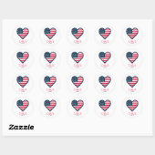 Sticker Rond MARIAGE de coeur de couple USA (Feuille)