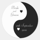 Sticker Rond Mariage de coeur Yin Yang noir et blanc (Devant)