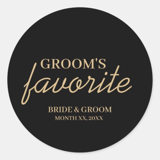 Sticker Rond Mariage de collations favori de Black and Gold Gro (Devant)