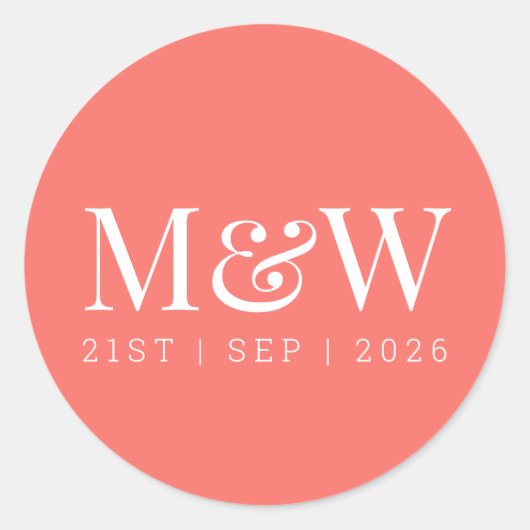 Sticker Rond Mariage de corail vivant moderne (Devant)