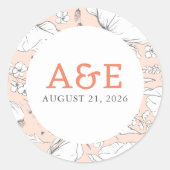 Sticker Rond Mariage de couleur Fleur sauvage élégant à main (Devant)