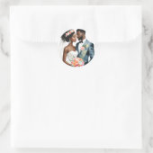 Sticker Rond Mariage de couple afro-américain (Sac)