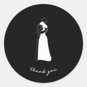 Sticker Rond Mariage de couple moderne noir et blanc (Devant)