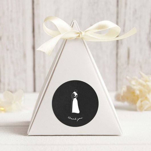 Sticker Rond Mariage de couple moderne noir et blanc