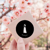 Sticker Rond Mariage de couple moderne noir et blanc