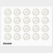 Sticker Rond Mariage de courme d'aquarelle blanche (Feuille)