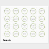 Sticker Rond Mariage de courme de feuille d'olive vert rustique (Feuille)