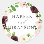 Sticker Rond Mariage de couronne Blush Romance (Devant)