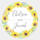 Sticker Rond Mariage de couronne de fleurs (Devant)