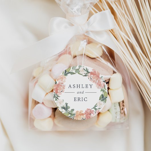 Sticker Rond Mariage de couronne de fleurs du milieu de l'été