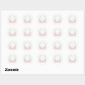 Sticker Rond Mariage de couronne Fleur sauvage rose (Feuille)