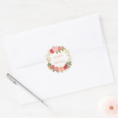 Sticker Rond Mariage de couronne rose en or rose (Enveloppe)